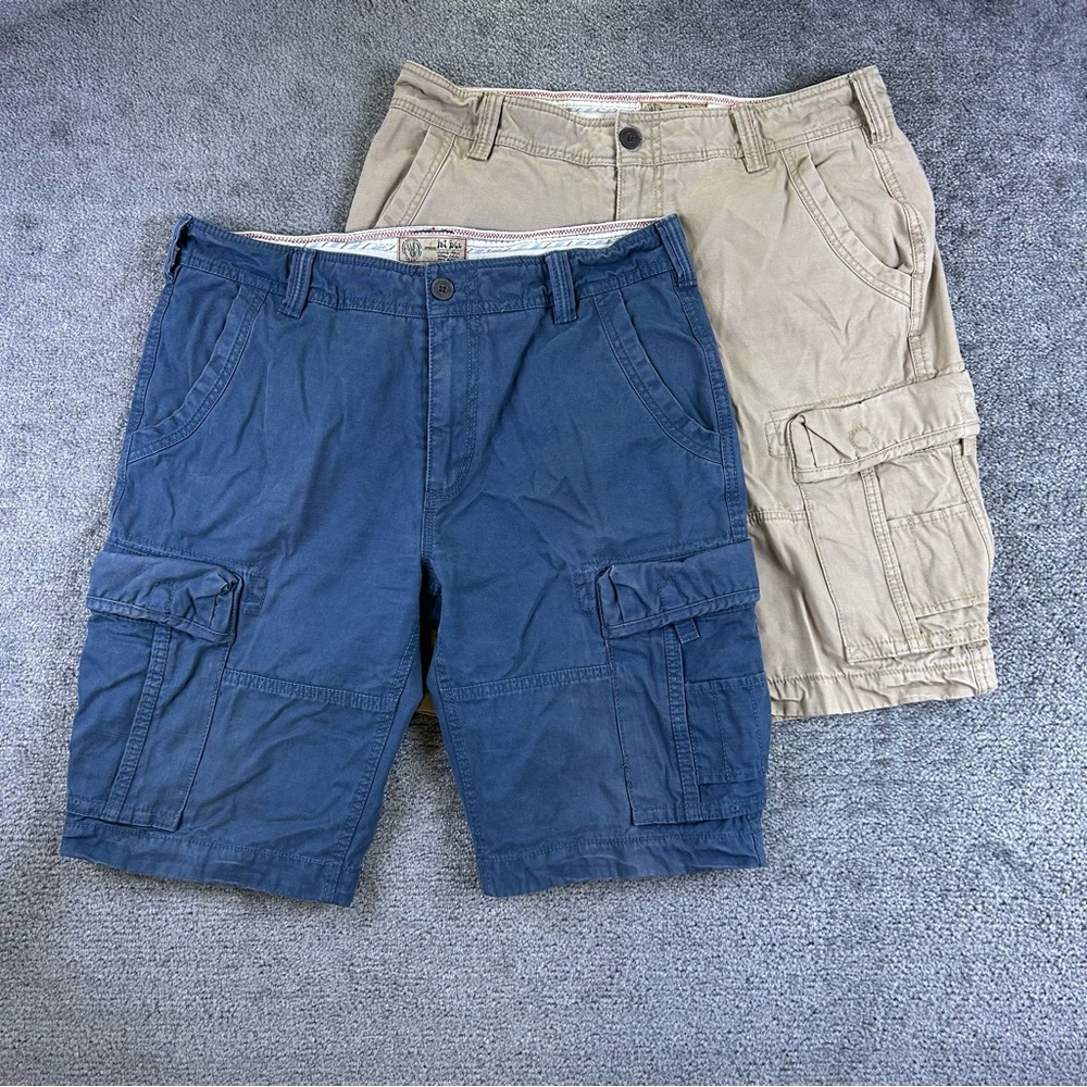 FatFace Cargo Shorts Lot Of 2 Men's 36 Cotton Heavyweight Canvas 12" Blue Khaki